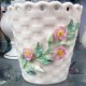 Belleek Woven Basket Vase With Pink Flowers