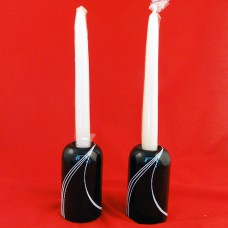 Block Spal Black Pearl Candle Sticks Pair 4.25" tall