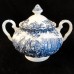 COACHING SCENES BLUE by Johnson Brothers Covered Sugar Bowl 5"