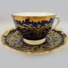 Coalport Anniversary Cobalt Cup &  Saucer