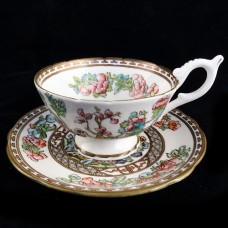 Coalport INDIAN TREE Cup & Saucer 2.75" tall Black Mark
