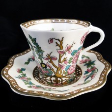 Coalport INDIAN TREE Cup & Saucer 3" tall Brown Mark