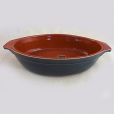 Denby Harlequin Augratin 8.75" ROUND HANDLE Red/Green