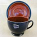 Denby Harlequin Breakfast Saucer Blue Rim Red Centre