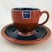 Denby Harlequin Cup & Saucer Red OUT/ Blue IN