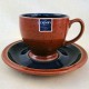 Denby Harlequin Cup & Saucer Red OUT/ Blue IN