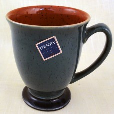 Denby Harlequin Mug Green OUT/Red IN Blue Base 4.25" tall