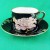 Fitz & Floyd #75 Cloisonne Peony Black Cup & Saucer 