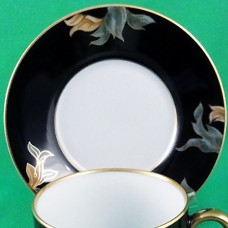 Fitz & Floyd Cloisonne Peony Black Saucer 5.5"