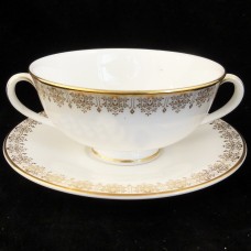 Gold Lace by Royal Doulton Cream Soup & Stand