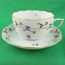 Herend Blue Garland Tea Cup & Saucer Canton shape Herend Blue Garland Tea Cup & Saucer Canton shape