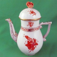 Herend Chinese Bouquet Rust Coffee Pot 6.75" tall