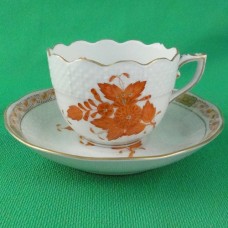 Herend Chinese Bouquet Rust Espresso Cup & Saucer