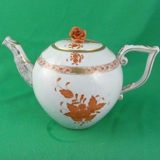 Herend Chinese Bouquet Rust Tea Pot 5.5" tall 603/AOG