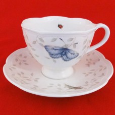 Lenox BUTTERFLY MEADOW Orange Sulphur Cup & Saucer 2.5"