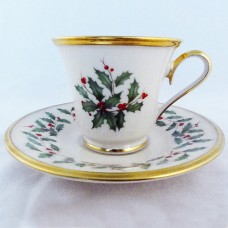 Lenox Holiday Cup and Saucer 3.2 inches tall