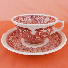 Masons Pink Vista Cup and Saucer 2 inches tall