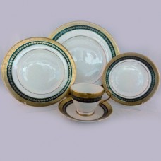 Minton Imperial Gold Green 5pc Place Setting