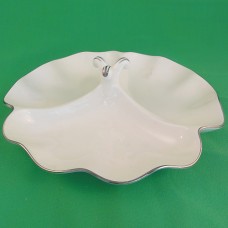 Noritake 3 Section Serving Dish Platinum trim 10.5" wide