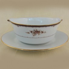 Noritake Bordeaux Gravy Boat with attatched Stand 9" long