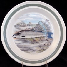 Portmeirion Compleat Angler Salmon Dinner Green Band 10.5"