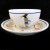 Quimper Cup & Saucer ROUND Man with Staff Blue Handle