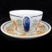 Quimper Cup & Saucer ROUND Man with Staff Blue Handle