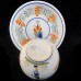 Quimper Cup & Saucer ROUND Man with Staff Blue Handle
