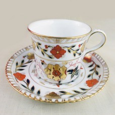 Royal Crown Derby Asian Rose CUP & SAUCER Gadroon Royal Crown Derby Asian Rose CUP & SAUCER Gadroon