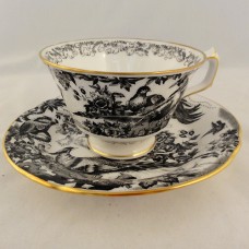 Royal Crown Derby Black Aves Cup and Saucer