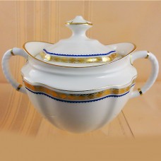 Royal Crown Derby Carlton Blue Covered Sugar Bowl 4.75"