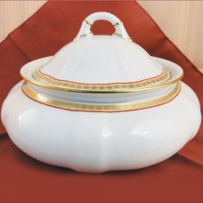 Royal Crown Derby Carlton Red Covered Vegetable 8.4" L