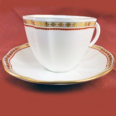 Royal Crown Derby Carlton Red Cup & Saucer LXI