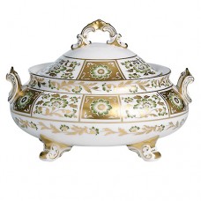 Royal Crown Derby Green Panel Covered Vegetable 9" diameter