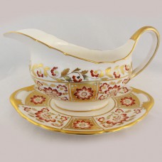 Royal Crown Derby Red Derby Panel Gravy Boat & Stand