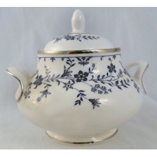 Royal Doulton Sapphire Blossom Covered Sugar Bowl 5" tall