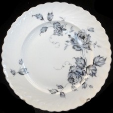 ROYAL TETTAU Black & Grey Flowers Bread & Butter ROYAL TETTAU Black & Grey Flowers Bread & Butter