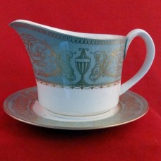 Royal Worcester Balmoral Green Sauce Jug with Bread and Butter