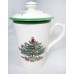Spode Christmas Tree Covered Mug & Saucer Set 5.25" tall