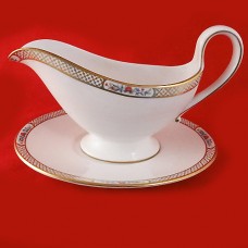Spode Golden Trellis Gravy Boat & Stand