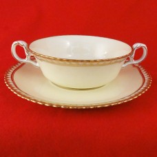 Spode Hallmark Pale Yellow Cream Soup & Stand 