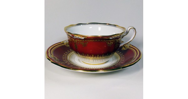 Spode Lancaster Crimson Cup & Saucer