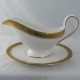 Spode Mandarin Gold Gravy Boat & Stand 8.5" long