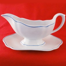 Spode Marlborough Blue Gravy Boat & Stand