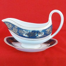 Wedgwood Columbia Blue Gravy Boat & Stand