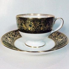 Wedgwood Florentine Green Leigh shape Cup & Saucer