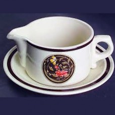 Wedgwood Mikado Brown Gravy Boat and Stand