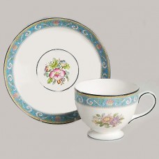 Wedgwood Runnymede Turquoise W4465 Cup & Saucer Leigh Shape