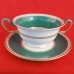 Wedgwood Ulander Green Cream Soup & Stand