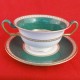 Wedgwood Ulander Green Cream Soup & Stand